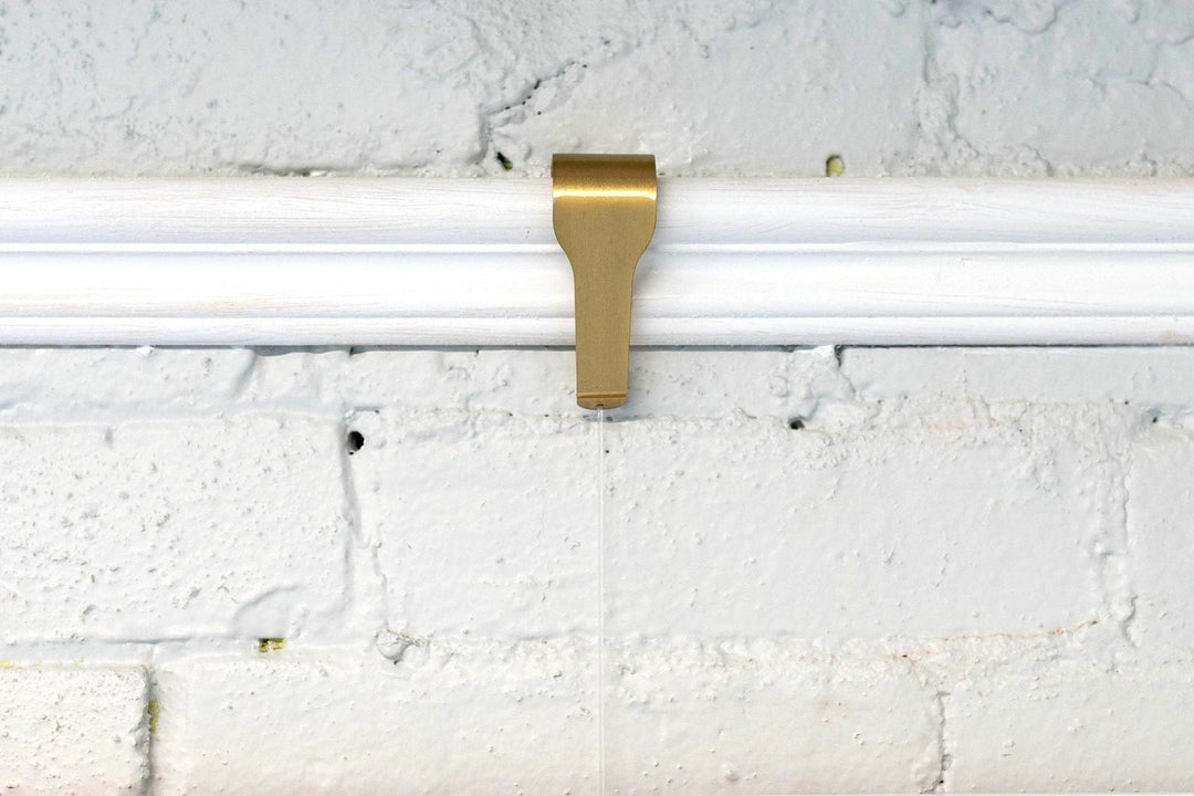Brushed Brass Picture Rail Hangers, Standard Size, Clearline, 5-pack