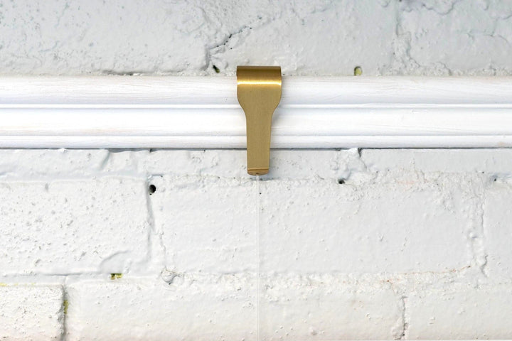 Brushed Brass Picture Rail Hangers, Standard Size, Clearline, 5-pack