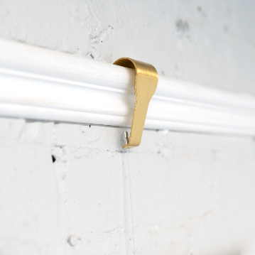 Brushed Brass Picture Rail Hangers, Standard Size, Clearline, 5-pack