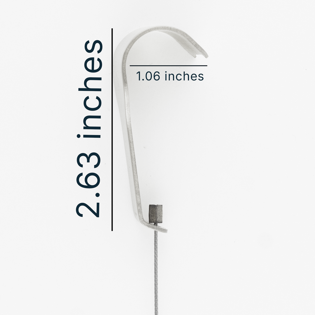 Stainless Steel Picture Rail Hangers, Standard Size, Steel Cable, 5-pack
