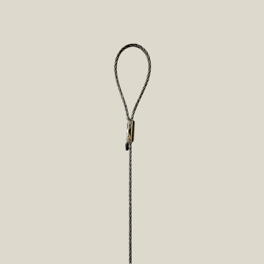 looped cable art hangers for use on picture rail moldings - used with art hanging hooks