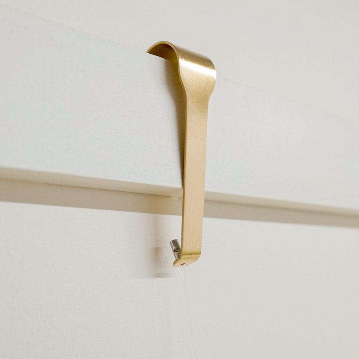 Brushed Brass Picture Rail Hangers, Extra-Long, Clearline, 5-pack