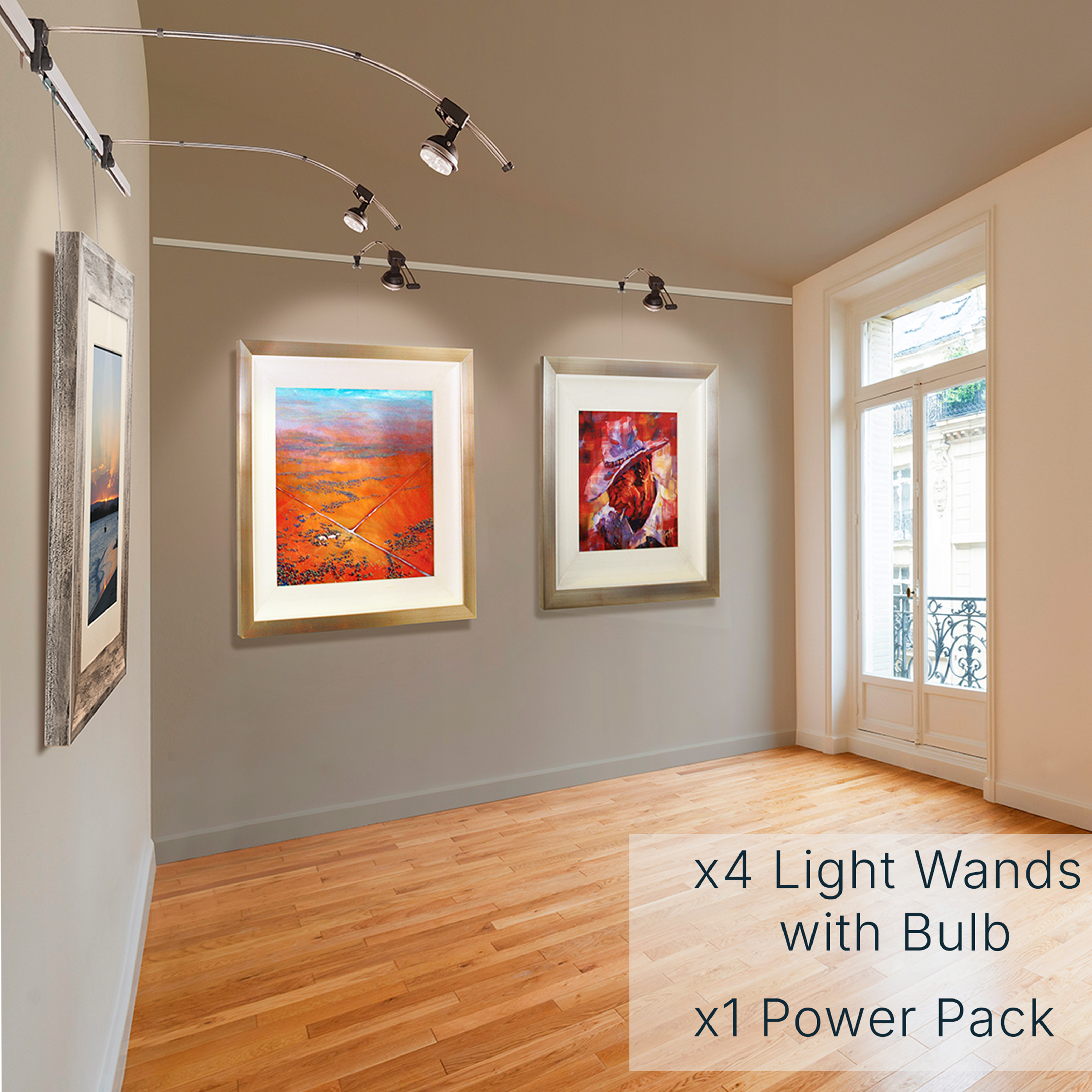 Power Pack Lighting System Lighting Add-on Kit: Power Pack + 4 Wands – Gallery System Art Displays
