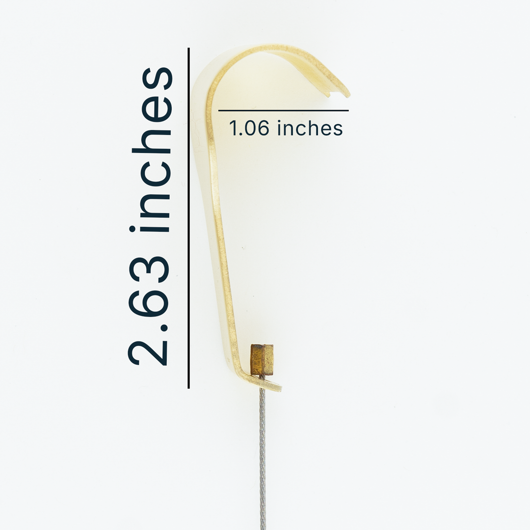 Brushed Brass Picture Rail Hangers, Standard Size, Steel Cable, 5-pack