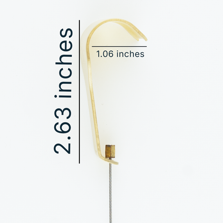 Brushed Brass Picture Rail Hangers, Standard Size, Steel Cable, 5-pack