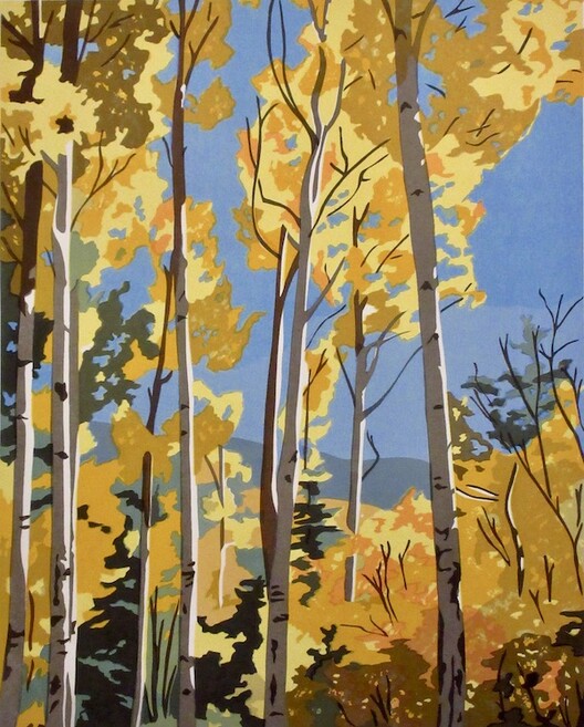 Serigraph of Aspen Trees in Golden Fall Foliage - Systems for Art Hanging