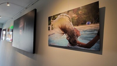 Law Office Art Display on Picture Hanging System with Lighting