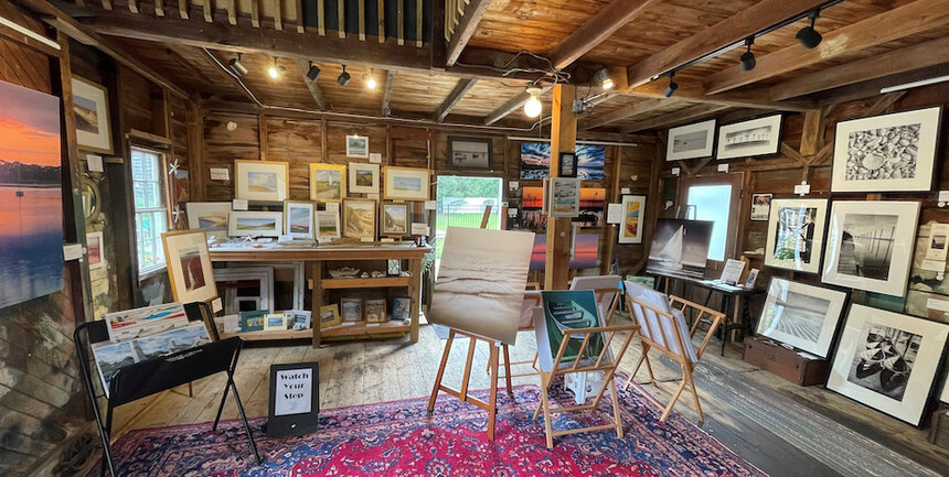 Art Gallery Hanging Displays on Uneven Barn Walls