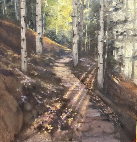 Ann Feldman impressionist painting of forest trail